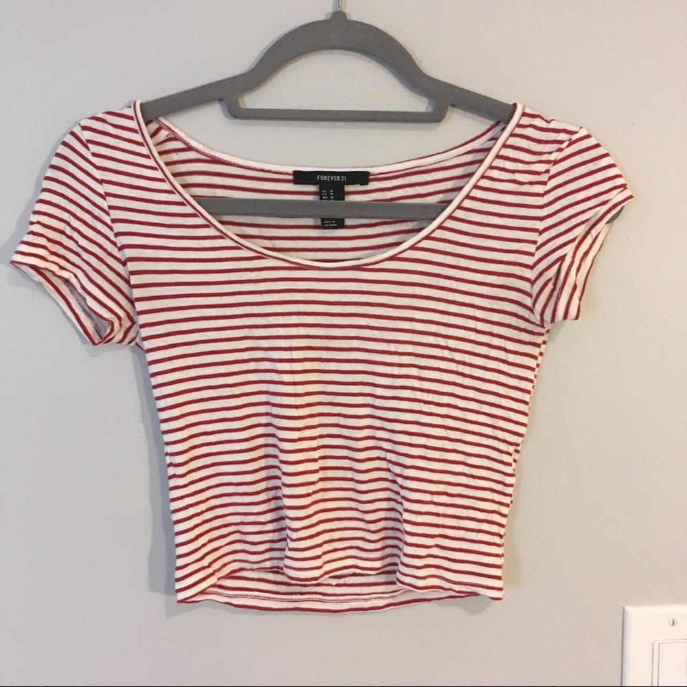 Forever 21 red and white striped crop